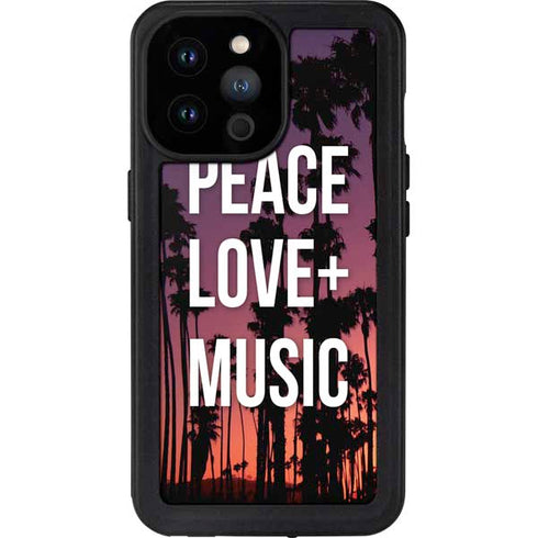 Peace Love And Music iPhone 14 Pro Max Waterproof Case