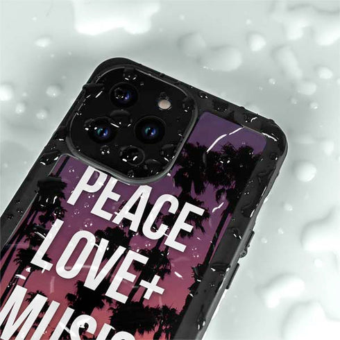 Peace Love And Music iPhone 14 Pro Max Waterproof Case