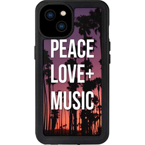 Peace Love And Music iPhone 15 Plus Waterproof Case