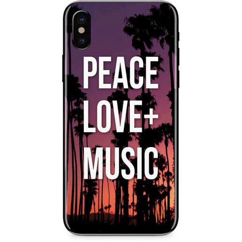 Peace Love And Music iPhone XS Skin