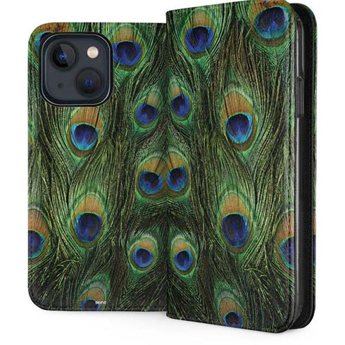 Peacock Animal Print iPhone 14 Plus Folio Case