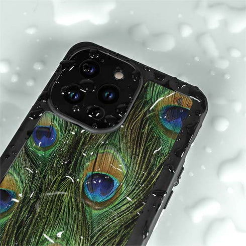 Peacock Animal Print iPhone 14 Pro Waterproof Case