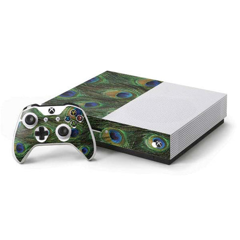 Peacock Animal Print Xbox One S Console and Controller Bundle Skin