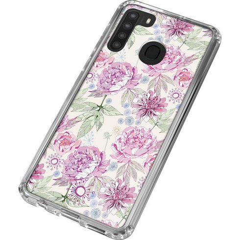 Peony Spring Floral Galaxy A21 Clear Case