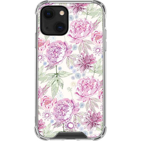 Peony Spring Floral iPhone 13 Mini Clear Case