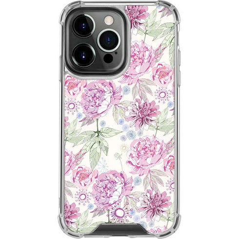 Peony Spring Floral iPhone 13 Pro Clear Case