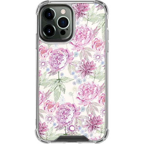 Peony Spring Floral iPhone 13 Pro Max Clear Case