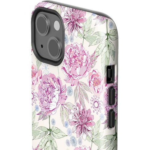 Peony Spring Floral iPhone 14 Plus Impact Case