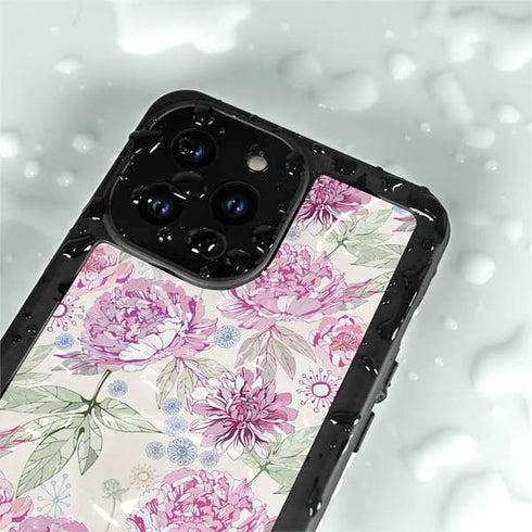 Peony Spring Floral iPhone 14 Pro Max Waterproof Case