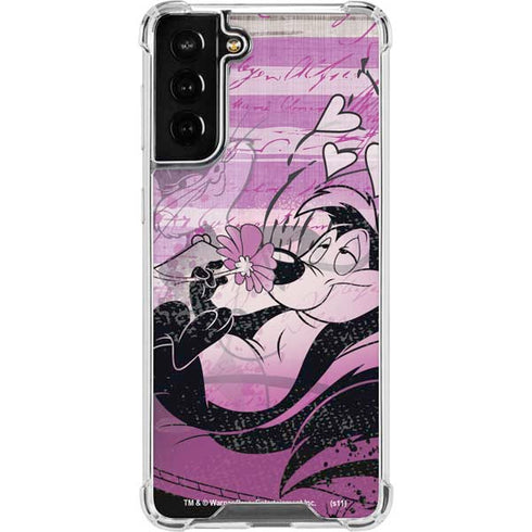 Looney Tunes Pepe Le Pew Purple Romance Galaxy S21 FE Clear Case