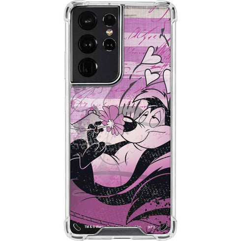 Looney Tunes Pepe Le Pew Purple Romance Galaxy S21 Ultra 5G Clear Case