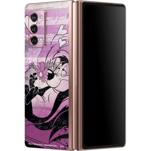 Looney Tunes Pepe Le Pew Purple Romance Galaxy Z Fold2 5G Skin