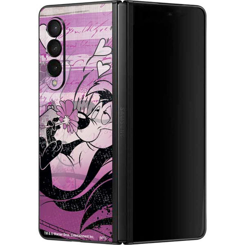 Looney Tunes Pepe Le Pew Purple Romance Galaxy Z Fold3 5G Skin