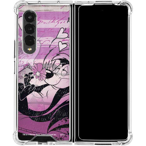 Looney Tunes Pepe Le Pew Purple Romance Galaxy Z Fold4 5G Clear Case