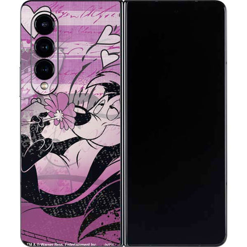 Looney Tunes Pepe Le Pew Purple Romance Galaxy Z Fold4 5G Skin