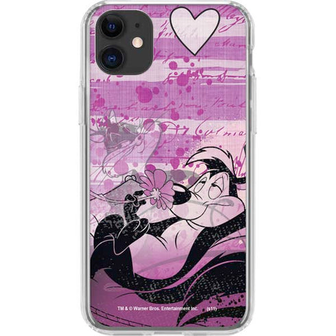 Looney Tunes Pepe Le Pew Purple Romance iPhone 11 Clear Case