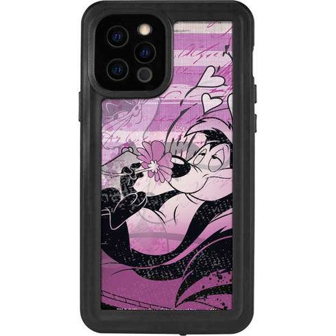 Looney Tunes Pepe Le Pew Purple Romance iPhone 12 Pro Waterproof Case