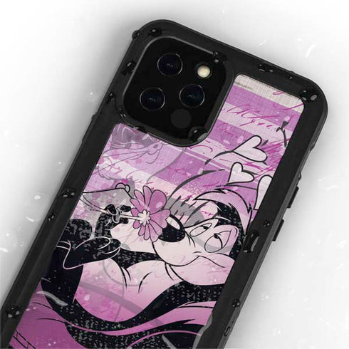 Looney Tunes Pepe Le Pew Purple Romance iPhone 12 Pro Waterproof Case