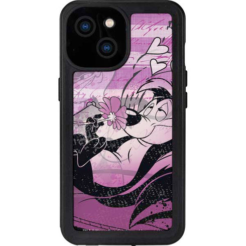 Looney Tunes Pepe Le Pew Purple Romance iPhone 13 Mini Waterproof Case