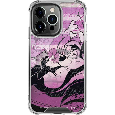 Looney Tunes Pepe Le Pew Purple Romance iPhone 13 Pro Clear Case