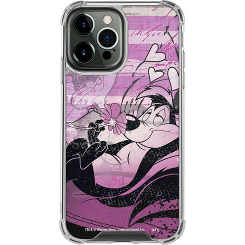 Looney Tunes Pepe Le Pew Purple Romance iPhone 13 Pro Max Clear Case