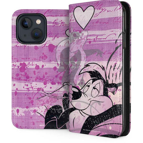 Looney Tunes Pepe Le Pew Purple Romance iPhone 14 Plus Folio Case