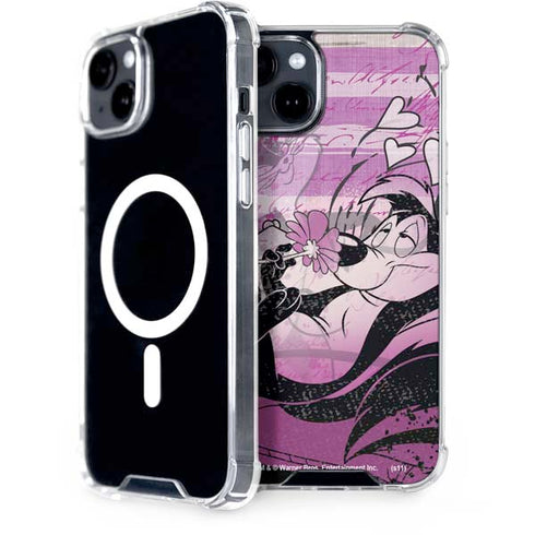 Looney Tunes Pepe Le Pew Purple Romance iPhone 15 Plus MagSafe Case