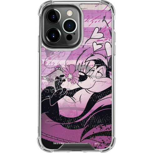 Looney Tunes Pepe Le Pew Purple Romance iPhone 14 Pro Clear Case