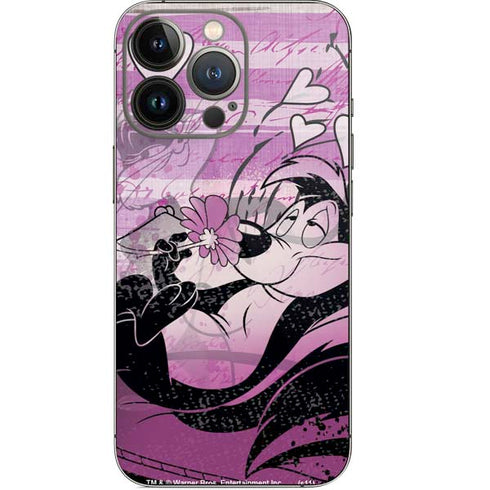 Looney Tunes Pepe Le Pew Purple Romance iPhone 14 Pro Skin