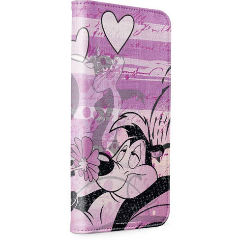Looney Tunes Pepe Le Pew Purple Romance iPhone 15 Plus Folio Case
