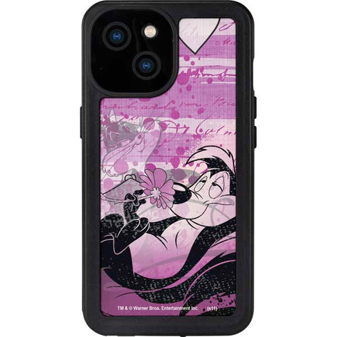 Looney Tunes Pepe Le Pew Purple Romance iPhone 15 Waterproof Case