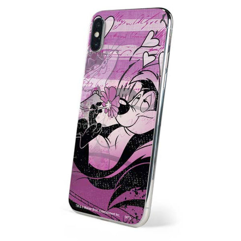 Looney Tunes Pepe Le Pew Purple Romance iPhone XS Skin