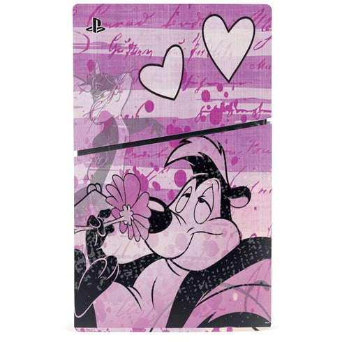 Looney Tunes Pepe Le Pew Purple Romance PS5 Slim Disk Console Skin