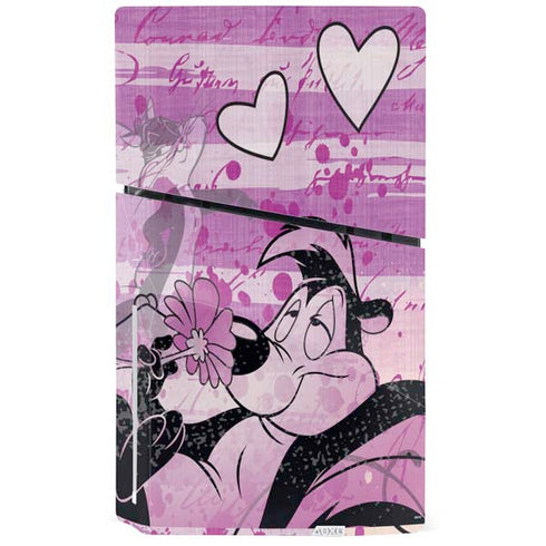 Looney Tunes Pepe Le Pew Purple Romance PS5 Slim Disk Console Skin