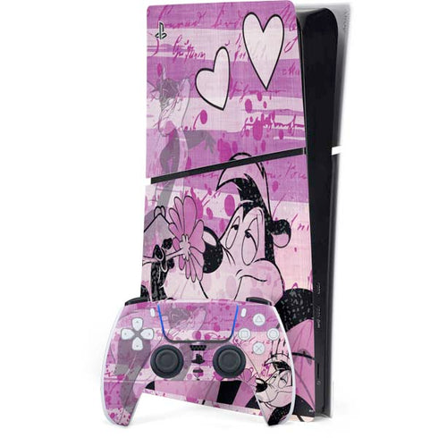 Looney Tunes Pepe Le Pew Purple Romance PS5 Slim Digital Edition Console Skin