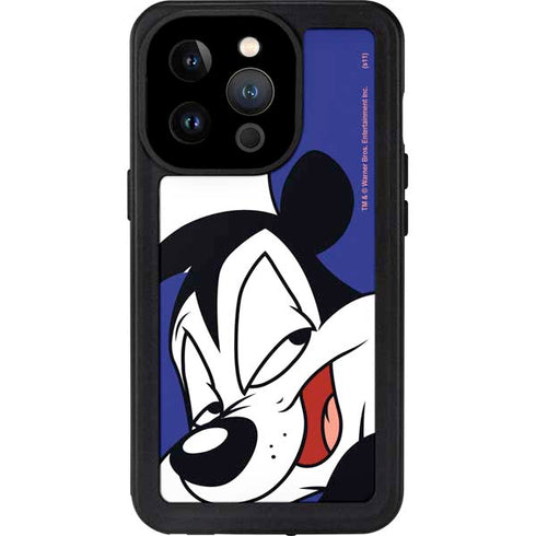 Looney Tunes Pepe Le Pew Zoomed In iPhone 14 Pro Waterproof Case