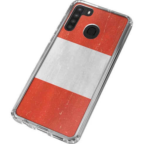 Peru Flag Distressed Galaxy A21 Clear Case
