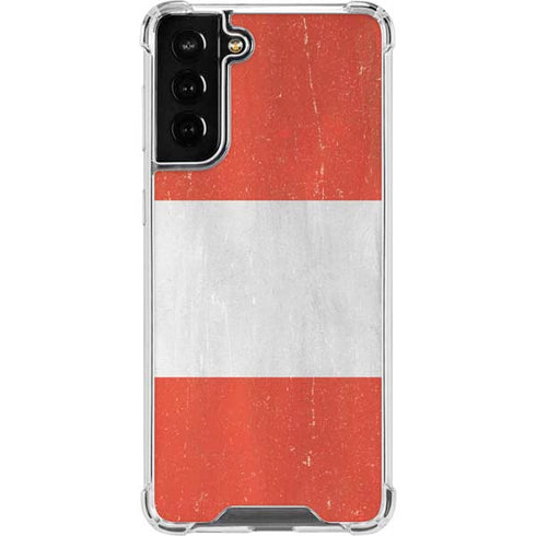 Peru Flag Distressed Galaxy S21 FE Clear Case
