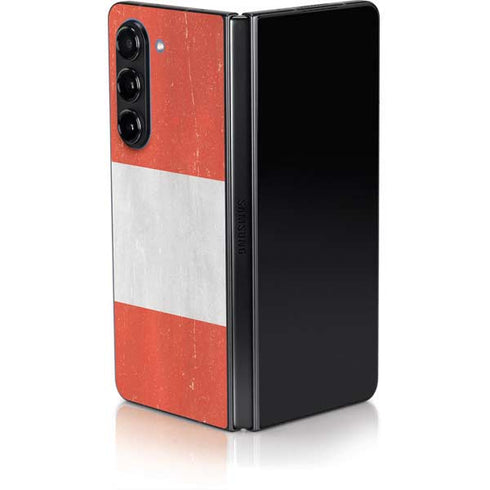 Peru Flag Distressed Galaxy Z Fold5 5G Skin