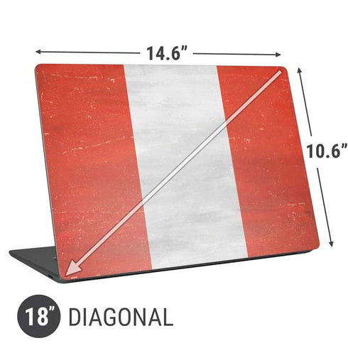Peru Flag Distressed Universal Laptop 18in (14.6 x 10.6in) Skin