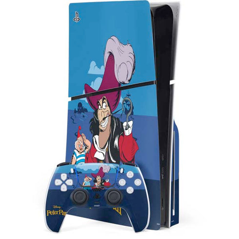 Disney Peter Pan Captain Hook and Smee PS5 Slim Disk Bundle Skin
