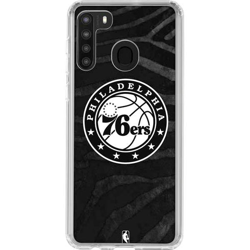 NBA Philadelphia 76ers Animal Print Galaxy A21 Clear Case