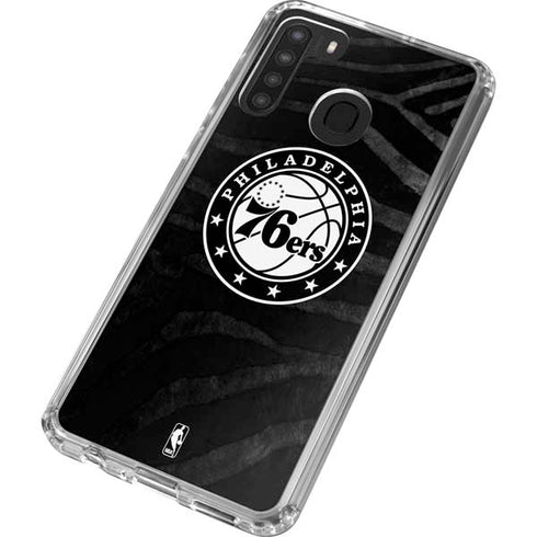 NBA Philadelphia 76ers Animal Print Galaxy A21 Clear Case