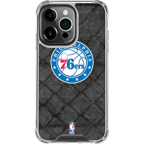 NBA Philadelphia 76ers Black Rust iPhone 14 Pro Clear Case