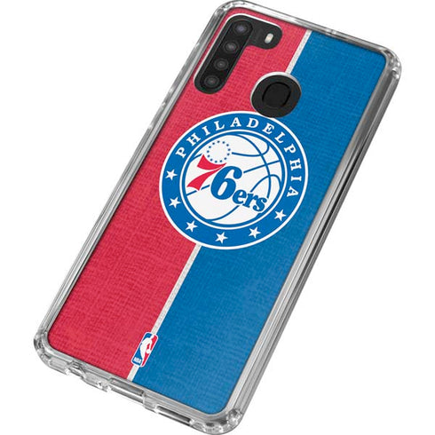 NBA Philadelphia 76ers Canvas Split Galaxy A21 Clear Case