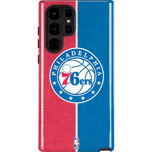 NBA Philadelphia 76ers Canvas Split Galaxy S22 Ultra Pro Case