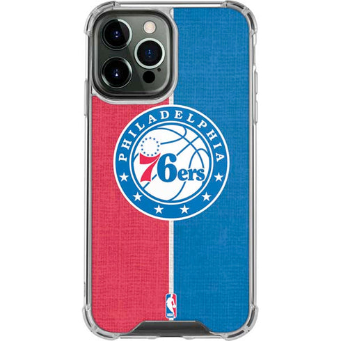 NBA Philadelphia 76ers Canvas Split iPhone 13 Pro Max Clear Case