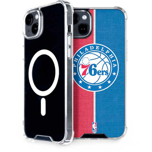 NBA Philadelphia 76ers Canvas Split iPhone 15 Plus MagSafe Case