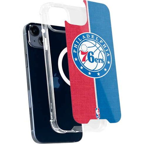 NBA Philadelphia 76ers Canvas Split iPhone 15 Plus MagSafe Case