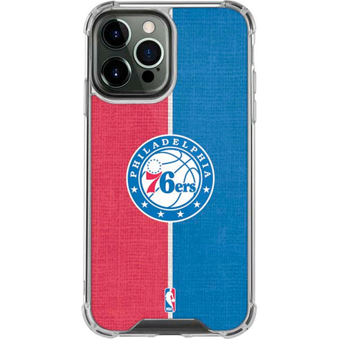 NBA Philadelphia 76ers Canvas Split iPhone 14 Pro Max Clear Case